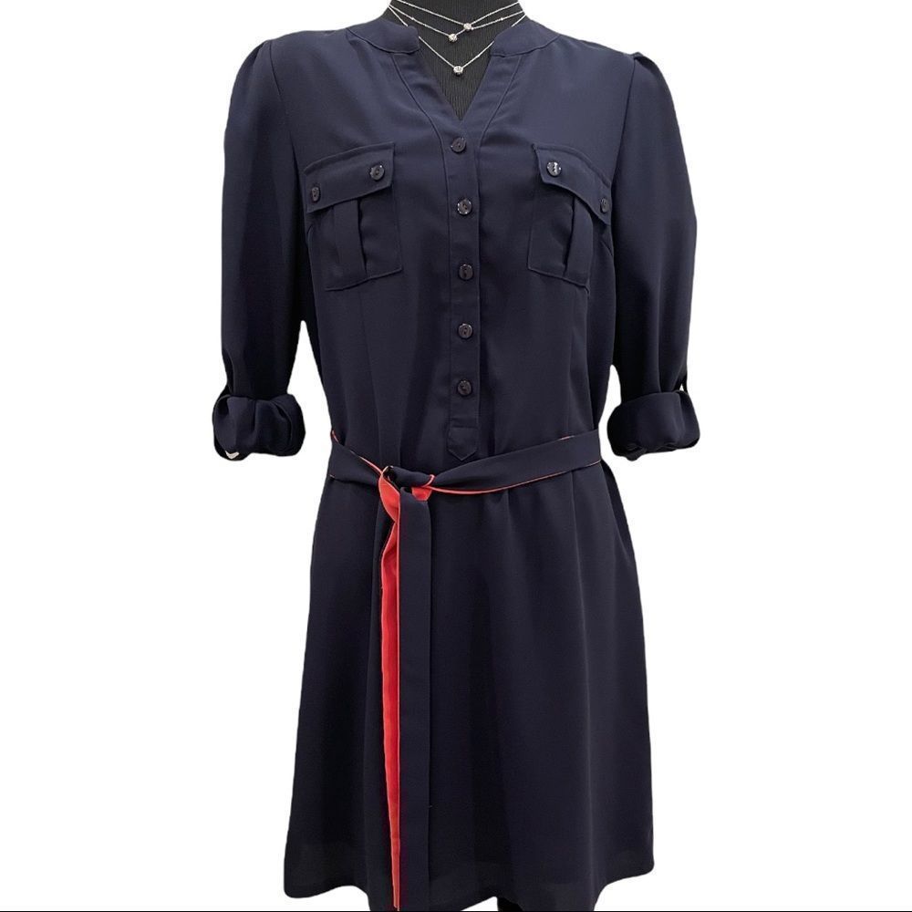 Adorable JoyJoy Navy Dress with Ribbon Belt!